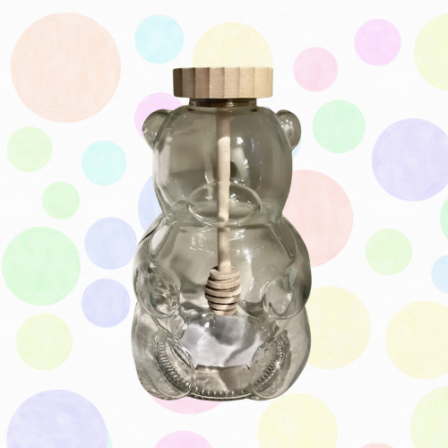 Glass Bear Honey Jar